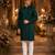 Green embroidered cotton straight kurta