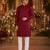 Maroon embroidered cotton straight kurta