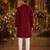 Maroon embroidered cotton straight kurta
