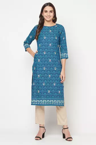 rayon digital screen print straight kurta,blue,(s,m,l,xl,2xl,3xl)
