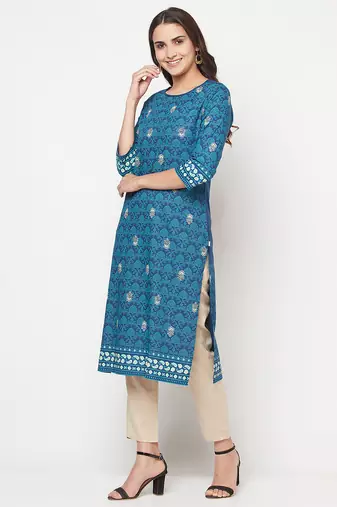 rayon digital screen print straight kurta,blue,(s,m,l,xl,2xl,3xl)
