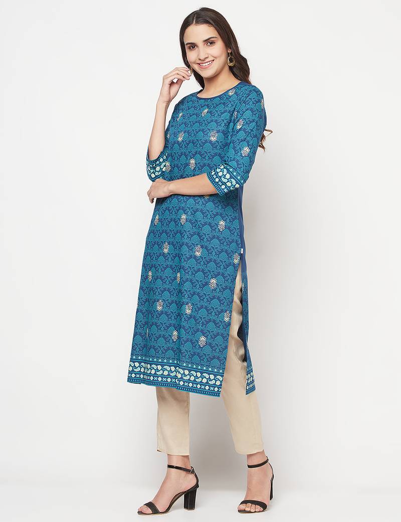 rayon digital screen print straight kurta,blue,(s,m,l,xl,2xl,3xl)