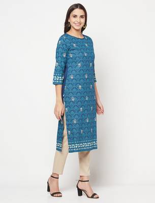 rayon digital screen print straight kurta,blue,(s,m,l,xl,2xl,3xl) 3