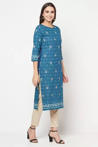 rayon digital screen print straight kurta,blue,(s,m,l,xl,2xl,3xl)