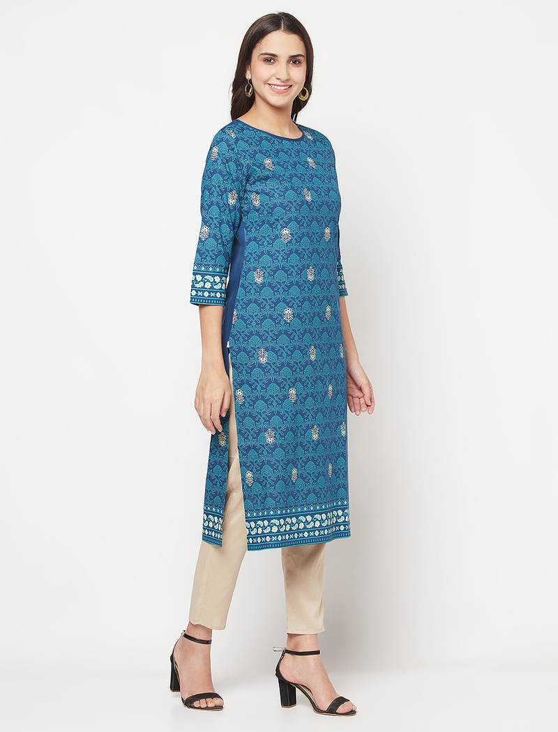 rayon digital screen print straight kurta,blue,(s,m,l,xl,2xl,3xl)
