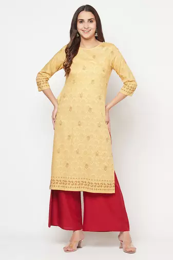 rayon digital screen print straight kurta,golden/beige,(s,m,l,xl,2xl,3xl)