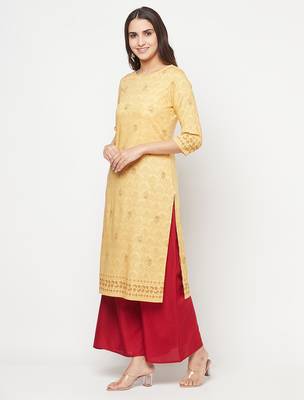 rayon digital screen print straight kurta,golden/beige,(s,m,l,xl,2xl,3xl) 2