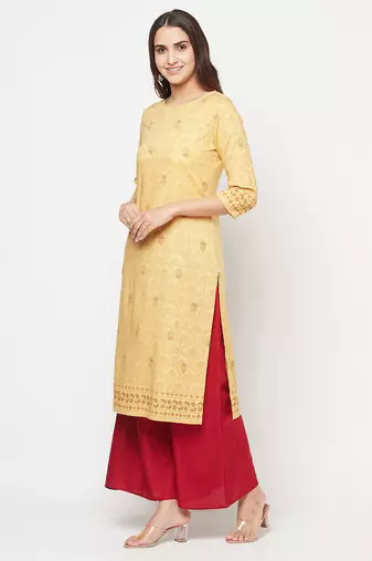 rayon digital screen print straight kurta,golden/beige,(s,m,l,xl,2xl,3xl)