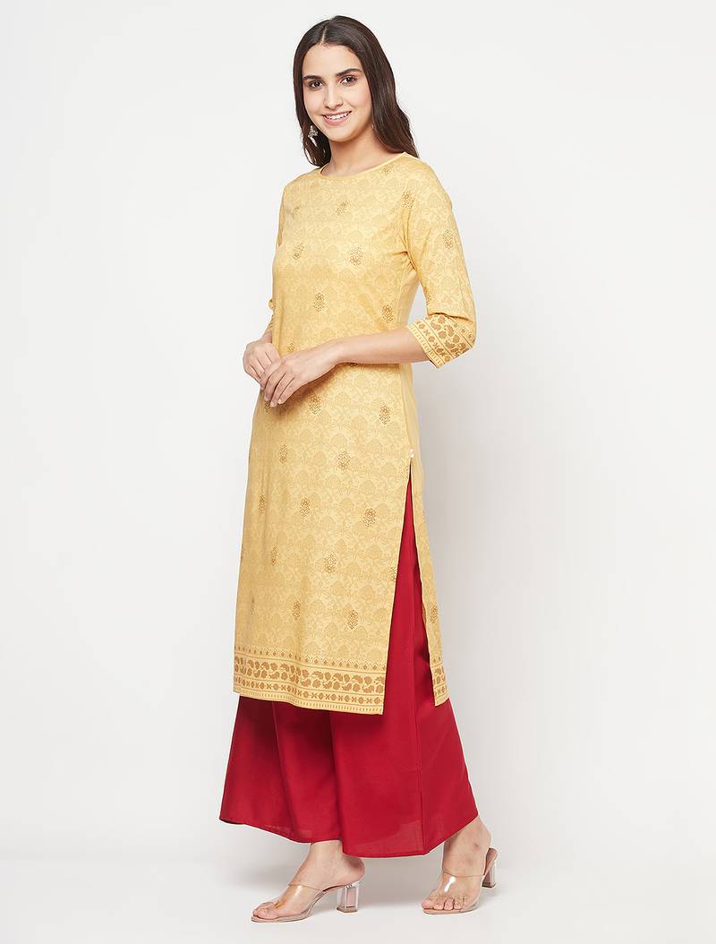 rayon digital screen print straight kurta,golden/beige,(s,m,l,xl,2xl,3xl)