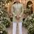 Beige embroidered silk straight kurta