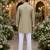Beige embroidered silk straight kurta