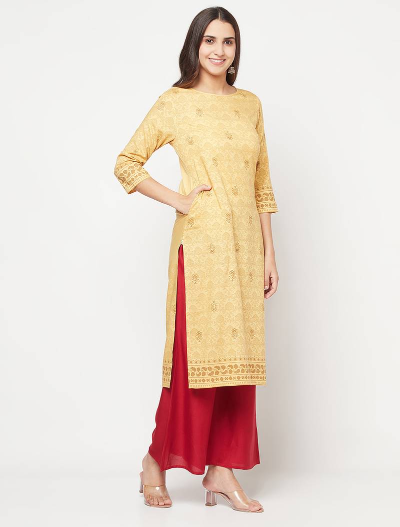 rayon digital screen print straight kurta,golden/beige,(s,m,l,xl,2xl,3xl)