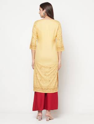 rayon digital screen print straight kurta,golden/beige,(s,m,l,xl,2xl,3xl) 4