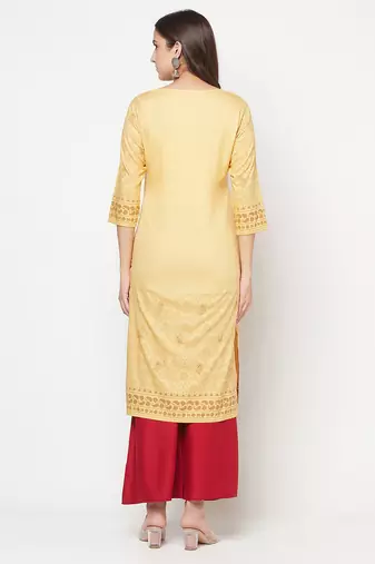 rayon digital screen print straight kurta,golden/beige,(s,m,l,xl,2xl,3xl)
