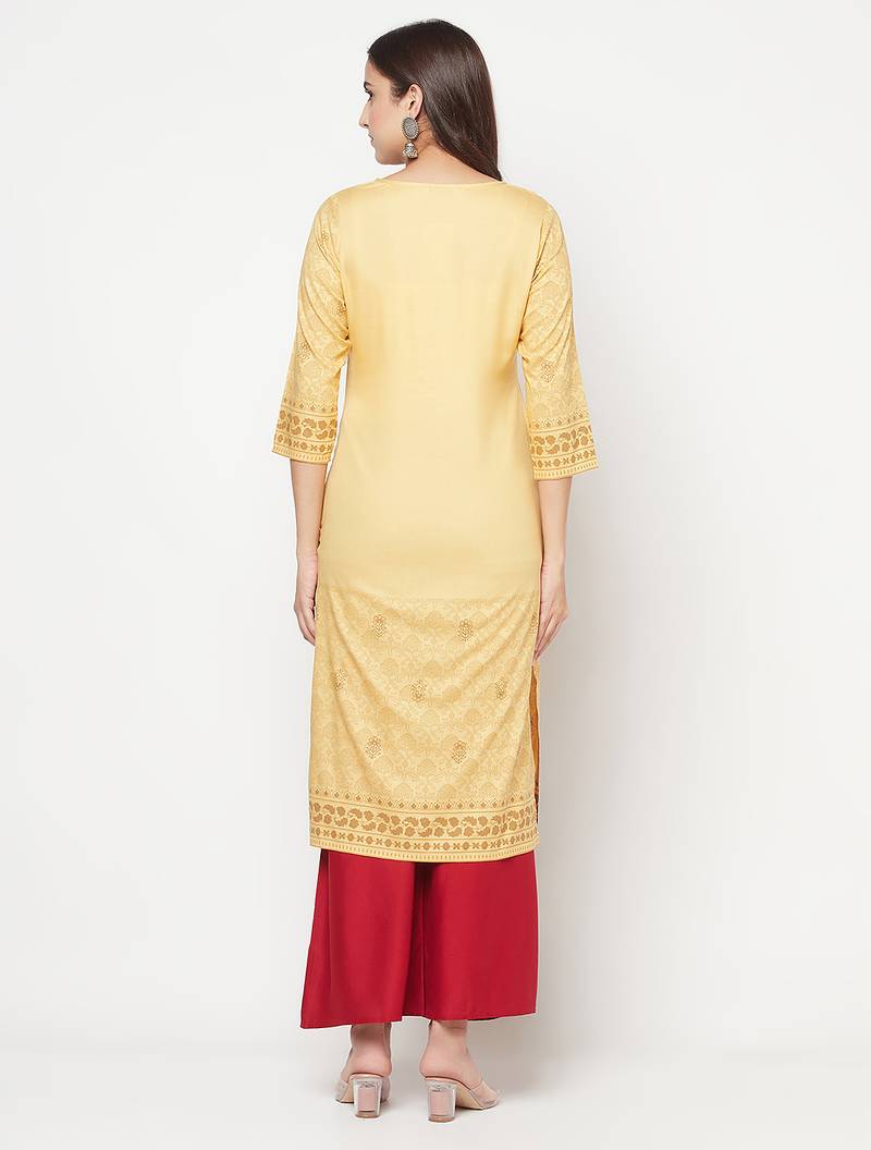 rayon digital screen print straight kurta,golden/beige,(s,m,l,xl,2xl,3xl)
