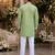 Green embroidered silk straight kurta