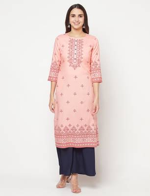 rayon digital screen print straight kurta,peach,(s,m,l,xl,2xl,3xl) 1