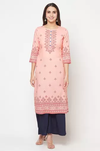 rayon digital screen print straight kurta,peach,(s,m,l,xl,2xl,3xl)