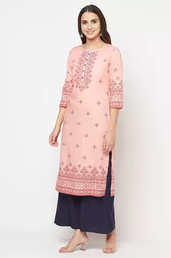 rayon digital screen print straight kurta,peach,(s,m,l,xl,2xl,3xl)