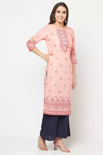 rayon digital screen print straight kurta,peach,(s,m,l,xl,2xl,3xl)