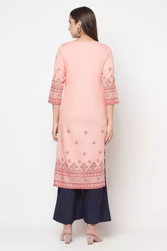 rayon digital screen print straight kurta,peach,(s,m,l,xl,2xl,3xl)