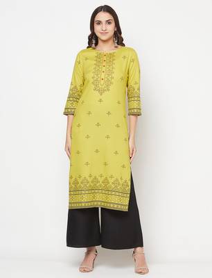 rayon digital screen print straight kurta,parrot green,(s,m,l,xl,2xl,3xl) 1