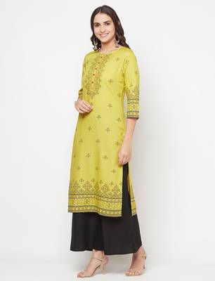 rayon digital screen print straight kurta,parrot green,(s,m,l,xl,2xl,3xl) 2