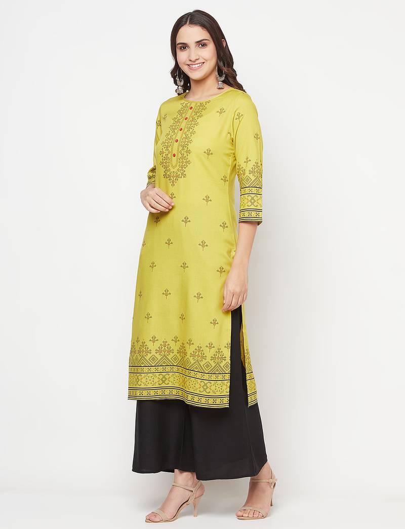 rayon digital screen print straight kurta,parrot green,(s,m,l,xl,2xl,3xl)