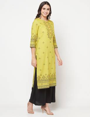 rayon digital screen print straight kurta,parrot green,(s,m,l,xl,2xl,3xl) 3