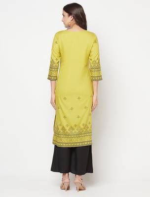 rayon digital screen print straight kurta,parrot green,(s,m,l,xl,2xl,3xl) 4