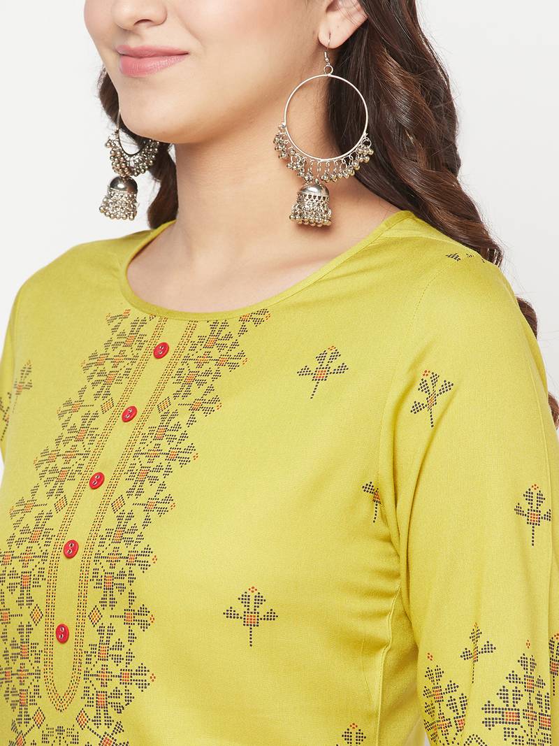 rayon digital screen print straight kurta,parrot green,(s,m,l,xl,2xl,3xl)