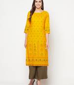 rayon screen print straight kurta,mustard,(s,m,l,xl,2xl,3xl)