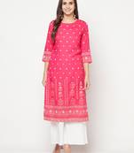 rayon screen print straight kurta,fuchsia,(s,m,l,xl,2xl,3xl)