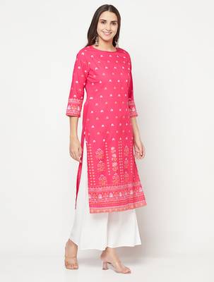 rayon screen print straight kurta,fuchsia,(s,m,l,xl,2xl,3xl) 3