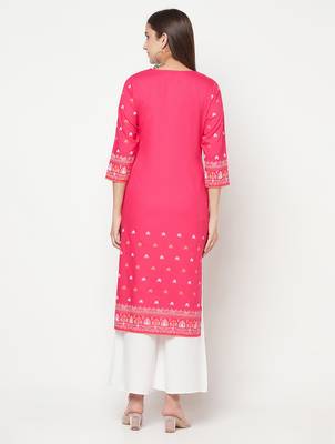 rayon screen print straight kurta,fuchsia,(s,m,l,xl,2xl,3xl) 4