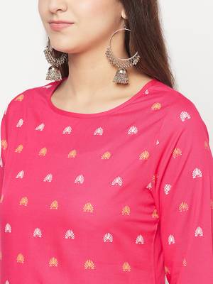 rayon screen print straight kurta,fuchsia,(s,m,l,xl,2xl,3xl) 5