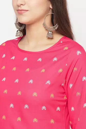 rayon screen print straight kurta,fuchsia,(s,m,l,xl,2xl,3xl)