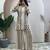 Cream floral printed cotton kurta and palazzo co-ord set for women