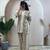 Cream floral printed cotton kurta and palazzo co-ord set for women