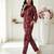 Women's maroon floral print western style shirt tunic with trouser co-ord set
