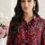 Women's maroon floral print western style shirt tunic with trouser co-ord set