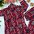Women's maroon floral print western style shirt tunic with trouser co-ord set