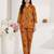 Women's mustard floral print western style shirt tunic with trouser co-ord set