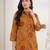 Women's mustard floral print western style shirt tunic with trouser co-ord set