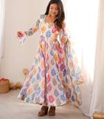 Women's multicolor floral print anarkali suit with dupatta