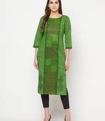 cotton block print straight kurta,green,(s,m,l,xl,2xl,3xl)
