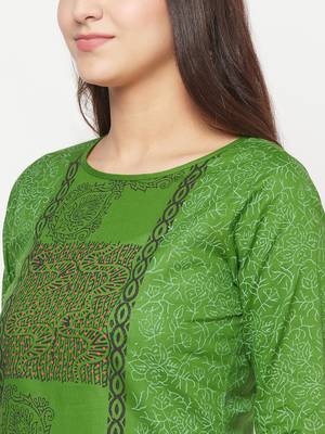 cotton block print straight kurta,green,(s,m,l,xl,2xl,3xl) 5