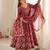 Women's maroon printed anarkali gown suit with gota patti dupatta