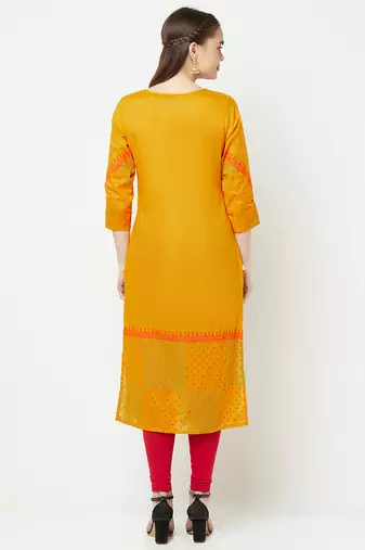 cotton block print straight kurta,mustard,(s,m,l,xl,2xl,3xl)