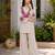 Beige cotton linen floral embroidered kurta and palazzo co-ord set